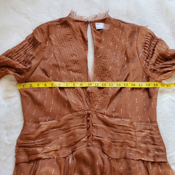 ASOS Design Pleated Long Sleeve Chiffon Dress Size 14 - Picture 5 of 9